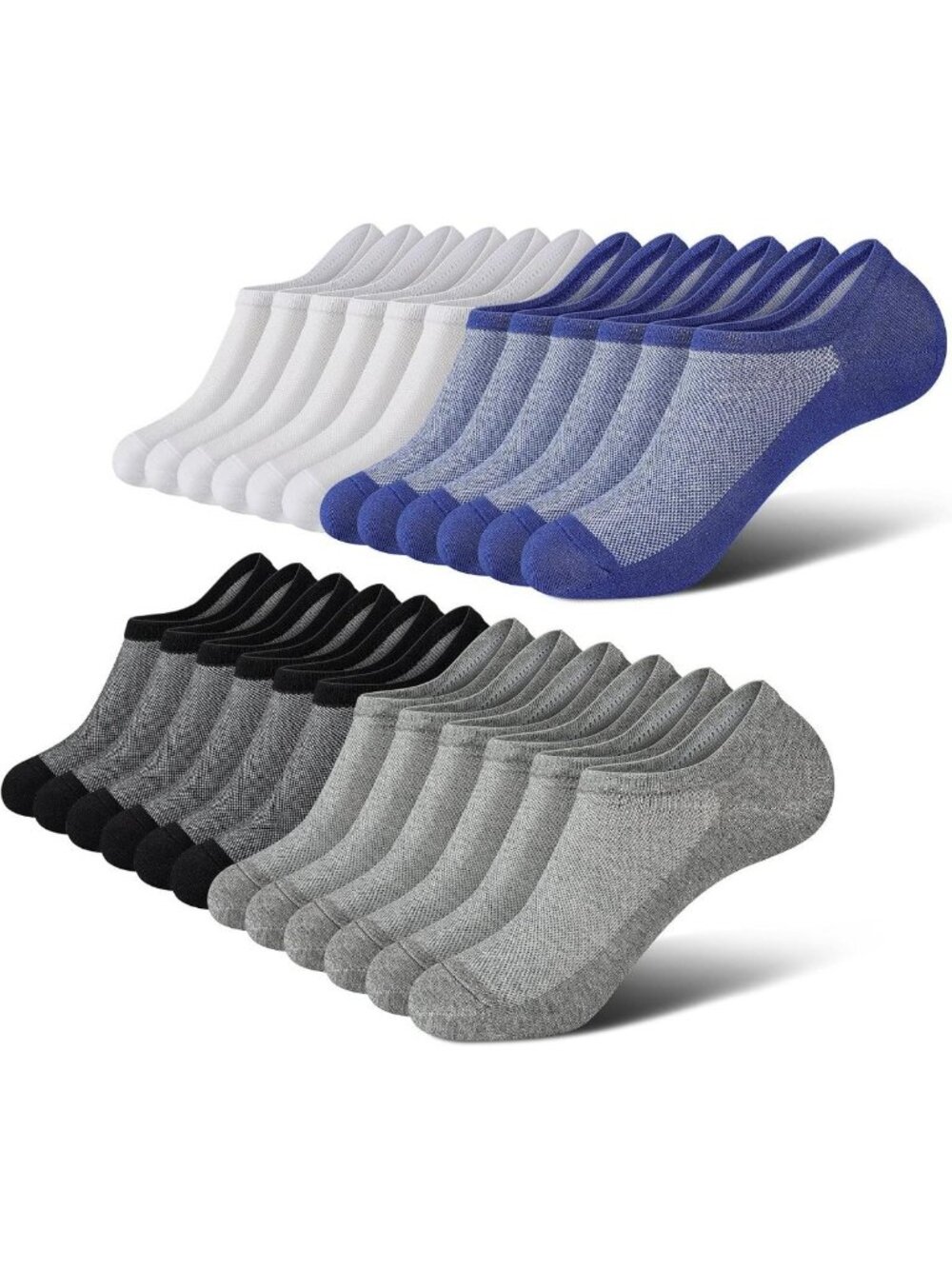Men's No Show Socks - Low Cut Ankle, Casual Non-Slip, Comfortable & Breathable